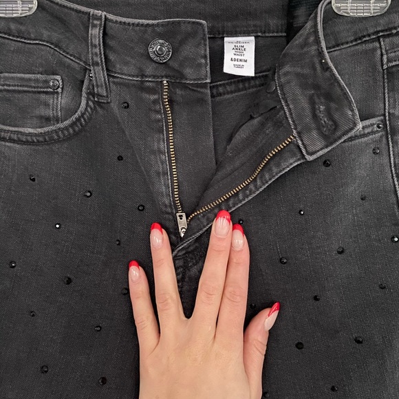 Black Rhinestone Studded Jeans - Picture 2 of 8